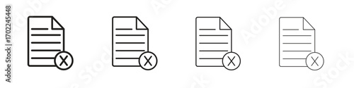 Delete Document icon vector graphics. black style vector icons