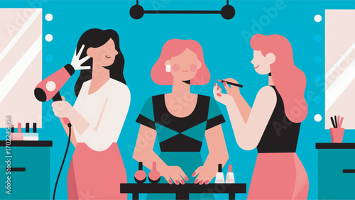 illustration of a woman in a beauty salon vector design template