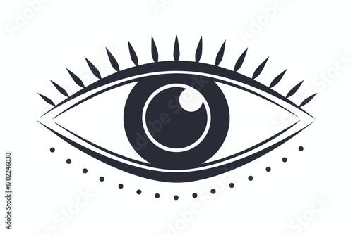 Minimalist Eye Dark Iris Pupil with Eyelashes & Dots White Back