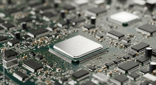 Wallpaper Mural Close-up view of a complex circuit board, highlighting a central processor chip. Torontodigital.ca