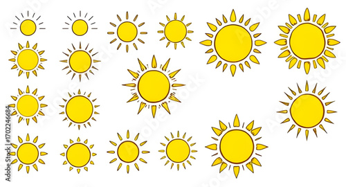 sun, suns, sunlight, bright, sunny, day, daylight, sky, warm, summer, heat, solar, morning, noon, afternoon, sunset, sunrise, nature, energy, shine, shining, glow, radiant, yellow, golden, circle, rou