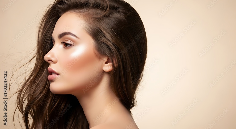Fototapeta premium Elegant Woman with Glowing Skin.