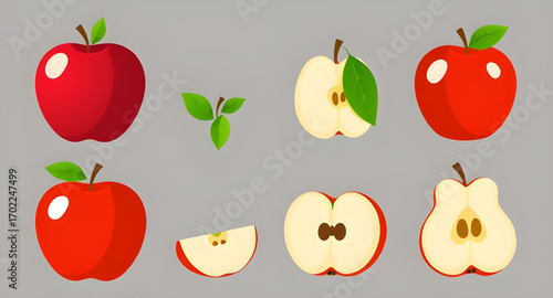 apple collection vector, apple assorted icons, fruity shape set, healthy snack clipart, green apple pieces, red apple half, hand sketch apple, apple blossom detail, apple stem art, apple logo kit, agr
