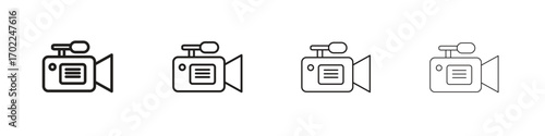 Camcorder icon vector graphics. black style vector icons