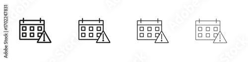 Calendar exclamation icon vector graphics. black style vector icons