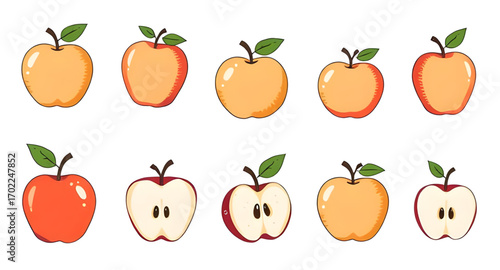 apple icons collection, apple glyph vector, apple contour drawing, apple logo elements, fruit design pack, orchard harvest vector, apple bunch illustration, minimal fruit symbols, apple educational gr