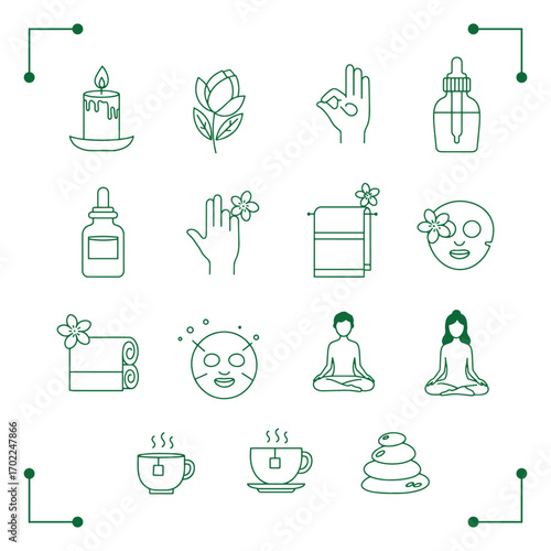 Spa and Wellness Icons Set for Relaxation and SelfCare.
