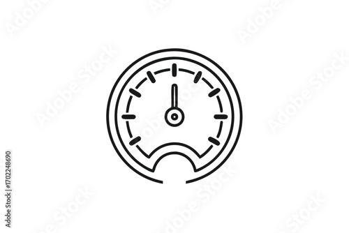 Minimalist Meter Icon with Needle on White Background