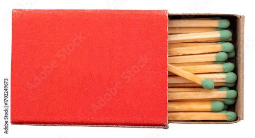 Tableau sur toile Open red box with matches on a white background