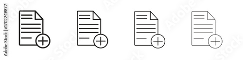 Add document icon vector graphics. black style vector icons