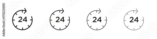24 Hrs icon vector graphics. black style vector icons