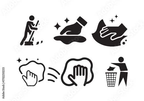 Clean surface icon set, easy cleaning, Sweeping icon simple vector, easy cleaning, for mobile concept and web design. vector illustration eps 10