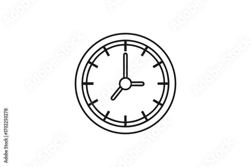 Minimalist Timepiece Black Outline Clock 