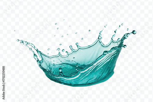 realistic 3d fresh water splash in wavy style isolated on transparent background
