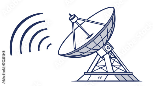 Simple Line Art Illustration of a Satellite Dish Antenna