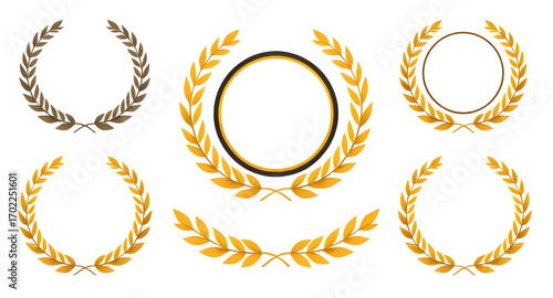 gold laurel wreath vector, golden laurel wreath icon, laurel wreath gold vector, victory laurel wreath vector, award wreath illustration, success wreath symbol, champion laurel icon, achievement wreat