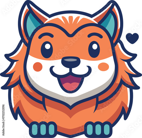 Cute animal face drawing of a husky dog puppy, wild cat and tiger, bear, and a fierce lion tattoo head with black vector illustration