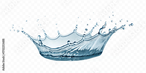 realistic 3d fresh water splash in wavy style isolated on transparent background
