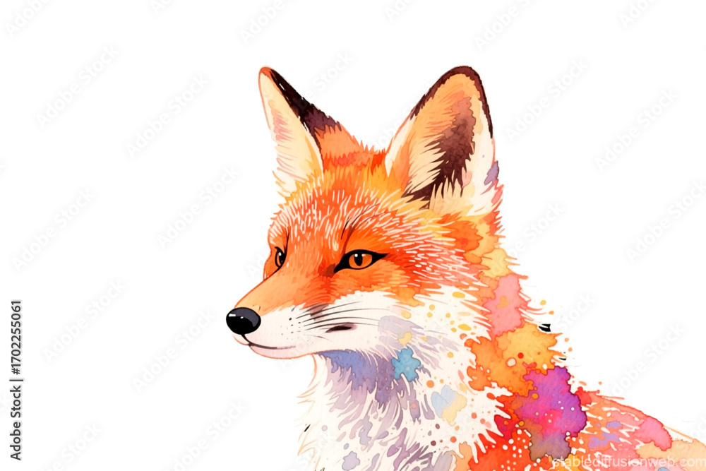 Obraz premium red fox on white background