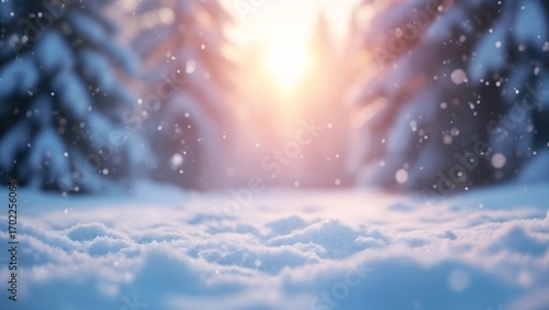 Wallpaper Mural A close up of a snow covered ground with trees in the background. Torontodigital.ca