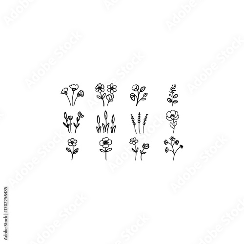 Silhouette flower set 