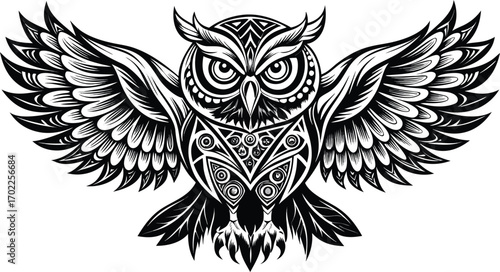 Tribal vector illustration of a heraldic eagle with spread wings, a powerful symbol of vintage art and design