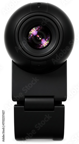 Webcam's Precise Gaze: A sleek black webcam, designed for seamless digital communication, stands ready, its lens reflecting clarity and advanced technology.