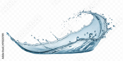 realistic 3d fresh water splash in wavy style isolated on transparent background
