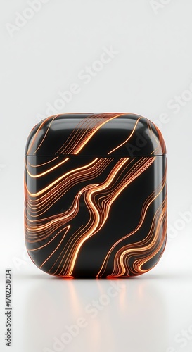 Elegance in Sound: The black case with intricate lines of warm color creates a luxurious feel for this accessory. The sleek design, promises an immersive listening experience. The case.