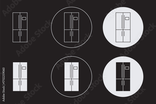 Fridge icon vector set. Refrigerator icon, vector logo. Silhouette of refrigerator, Fridge symbol and sign. Electronic equipment Vector illustration of fridge.