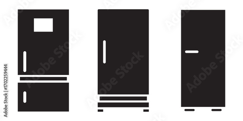 Fridge icon vector set. Refrigerator icon, vector logo. Silhouette of refrigerator, Fridge symbol and sign. Electronic equipment Vector illustration of fridge.