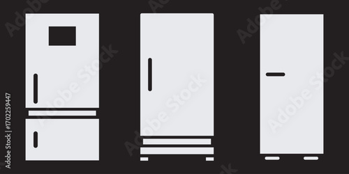 Fridge icon vector set. Refrigerator icon, vector logo. Silhouette of refrigerator, Fridge symbol and sign. Electronic equipment Vector illustration of fridge.
