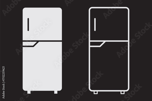 Fridge icon vector set. Refrigerator icon, vector logo. Silhouette of refrigerator, Fridge symbol and sign. Electronic equipment Vector illustration of fridge.