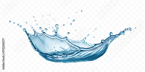 realistic 3d fresh water splash in wavy style isolated on transparent background
