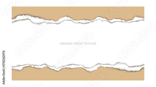 Torn Paper Edges Texture Background Vector, Creative Layout with Space for Text and Design Element, Brown and White Tones