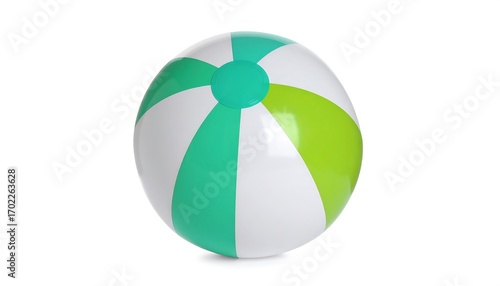 Vibrant beach ball against white background