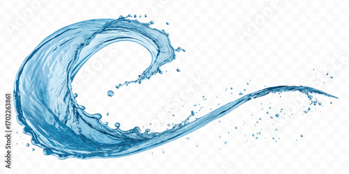 realistic 3d fresh water splash in wavy style isolated on transparent background

