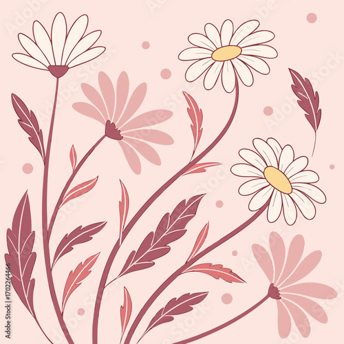 Wallpaper Mural Charming seamless pattern featuring delicate daisies scattered across a soft pastel pink background perfect for floral designs and feminine aesthetics Torontodigital.ca