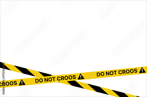 Yellow police line tape  crime scene do not cross text, isolated  transparent background