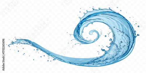 realistic 3d fresh water splash in wavy style isolated on transparent background
