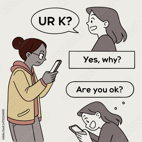 Two Women Using Smartphones Having a Conversation