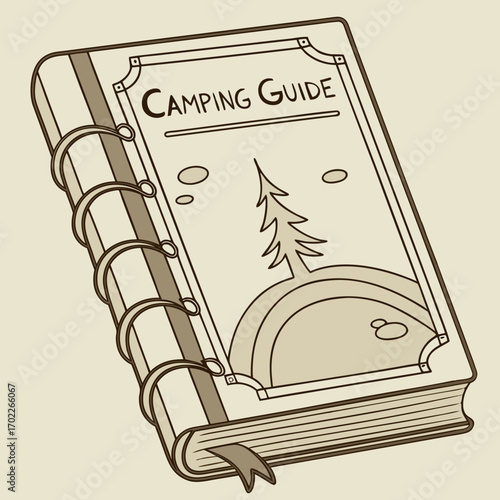 Vintage Camping Guide Book Illustration
