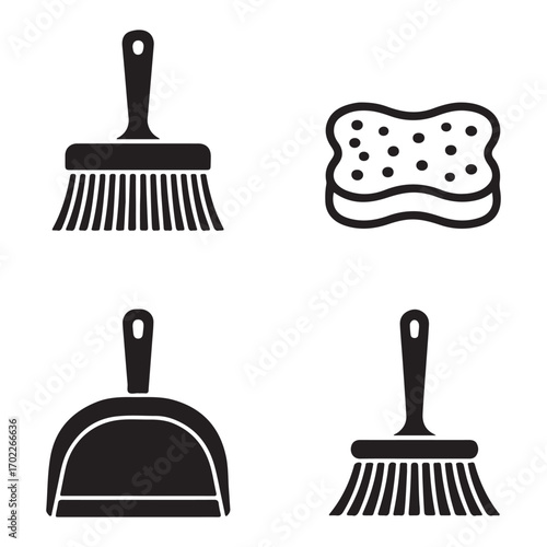 Cleaning tool vector symbol set