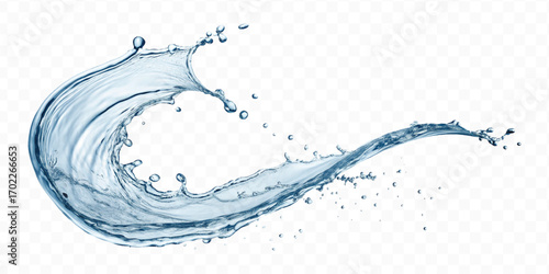 realistic 3d fresh water splash in wavy style isolated on transparent background
