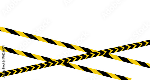 Creative Police line black and yellow stripe border. Police, Warning, Under Construction, Do not cross, stop, Danger. Set of danger caution seamless tapes. Crime places. Construction sign