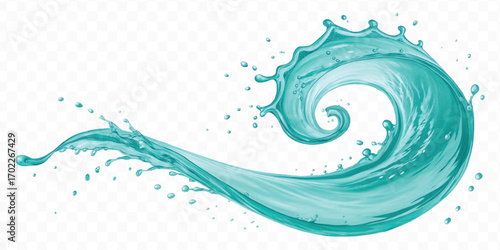 realistic 3d fresh water splash in wavy style isolated on transparent background
