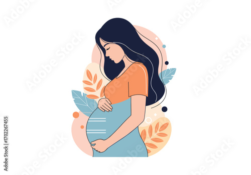 A beautiful illustration depicting pregnancy and the joyful anticipation of motherhood