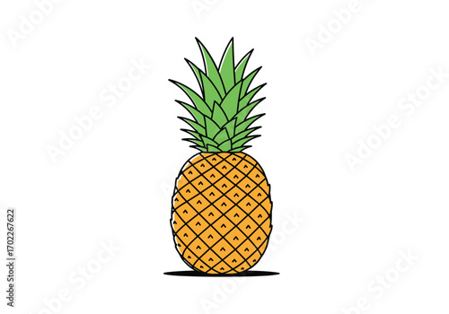 A vibrant tropical pineapple stands tall against a pure white background offering a taste of sunshine and sweetness