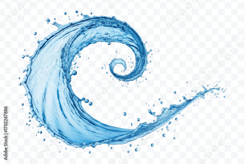 realistic 3d fresh water splash in wavy style isolated on transparent background

