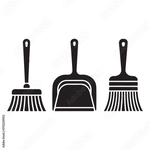 Broom dustpan and sponge icons